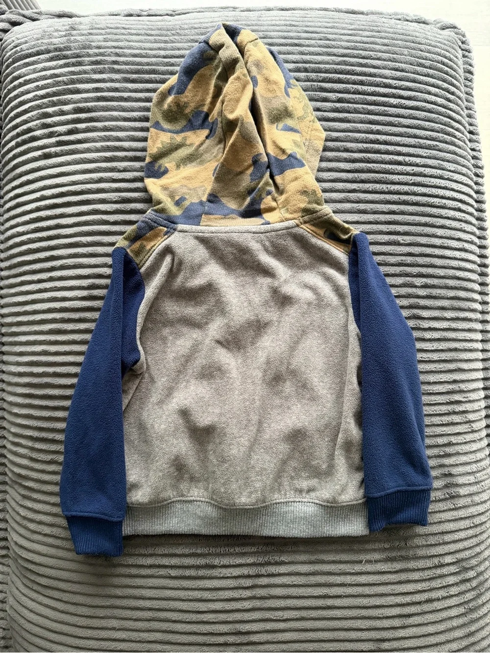 Carter's Beige & Blue Dinosaur Zip Hoodie with Camo Hood
